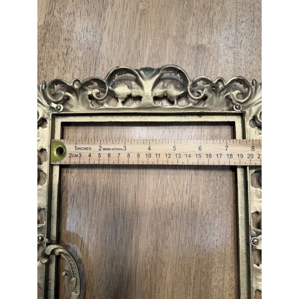 Vintage Ornate Gold Tone Picture Frame Easel Metal Baroque Rococo 8x10